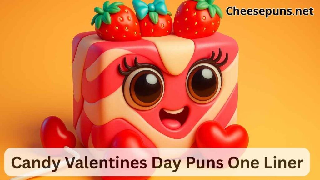 A cheerful graphic featuring 200+ candy-themed Valentine's Day puns, perfect for creating sweet and fun love notes.