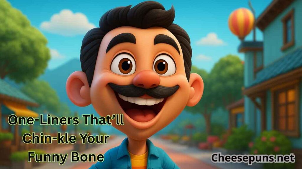 A playful graphic featuring various chin puns to inspire laughter and joy.